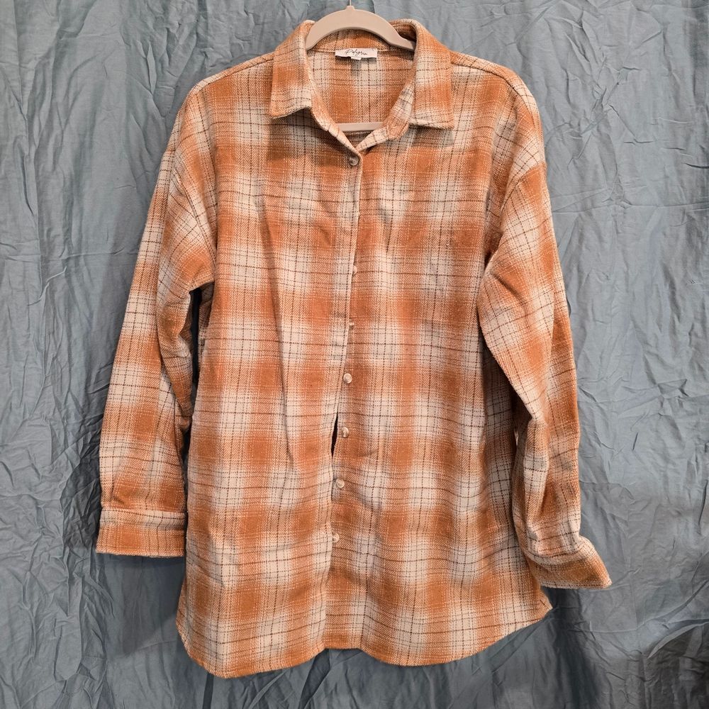 Polagram Checkered Shirt in Orange and Cream